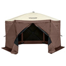 VEVOR Tonnelle pop-up, 3,81x3,81 m, tente à moustiquaire escamotable polygone à 6 côtés, abri solaire à réglage rapide avec 6 toiles coupe-vent amovibles, fenêtres en maille, sac de transport, marron - image 11