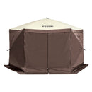 VEVOR Tonnelle pop-up, 3,81x3,81 m, tente à moustiquaire escamotable polygone à 6 côtés, abri solaire à réglage rapide avec 6 toiles coupe-vent amovibles, fenêtres en maille, sac de transport, marron - image 12