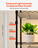 VEVOR Support Plantes Intérieur avec Lampe de Croissance, Étagère Plantes 6 Niveaux en Métal, Double Rangée, Hauteur 180 cm, 200 W, avec Roulettes, Minuterie, Meuble Présentoir pour Pots de Fleurs - image 4