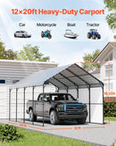 VEVOR Abri de voiture en métal robuste, 3,6 x 6 m, abri de garage extérieur avec cadre et toit en acier galvanisé, auvent pour voiture multi-usage avec parois latérales amovibles, pour pick-up, bateau - image 3