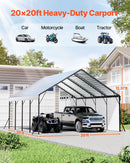 VEVOR Carport, 5,8 x 6 m, Abri de Voiture Métal Robuste, Abri Garage Extérieur avec Cadre Toit en Acier, Parois Latérales Amovibles, Auvent Stockage d'Auto pour Pick-up, Bateaux, Camions, Tracteurs - image 3