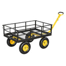 VEVOR Chariot Jardin Acier 544 kg Chariot Transport Robuste Jaune et Noir, pour Fermes, Entrepôts, 2 en 1 Remorque ou Tractable en Métal, avec 4 Pneus Tout-terrain 33 cm, Côtés Amovibles, Poignée 180° - image 12