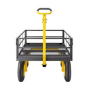 VEVOR Chariot de Jardin Transport, Charge 544,31 kg, Chariot Utilitaire Robuste Tractable Extérieur Métal 2 en 1 Pneus Tout-terrain 330 mm, Côtés Amovibles en Maille, Poignée Rotative 180°, Jaune Noir - image 12