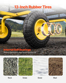 VEVOR Chariot de Jardin Transport, Charge 544,31 kg, Chariot Utilitaire Robuste Tractable Extérieur Métal 2 en 1 Pneus Tout-terrain 330 mm, Côtés Amovibles en Maille, Poignée Rotative 180°, Jaune Noir - image 6