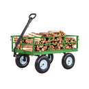 VEVOR Chariot de Jardin Acier 544 kg Chariot Transport Robuste Noir et Vert, pour Fermes, Entrepôts, 2 en 1 Remorque ou Tractable Métal, avec 4 Pneus Tout-terrain 33 cm, Côtés Amovibles, Poignée 180° - image 2
