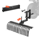 VEVOR Râteau Paysager Tracté 107 cm Râteau Déchaumeur Remorquable pour Attelage 3 Points VTT UTV Tracteurs de Pelouse Catégorie 1 Éliminer Débris, Chaume, Herbe Morte, avec Lame de Nivellement, Levier
