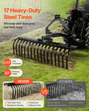 VEVOR Râteau Paysager Tracté 127 cm Râteau Déchaumeur Remorquable 3 Points pour Tracteurs Catégorie 1 Éliminer Chaume, Herbe Morte, Branches, Aérer Pelouse Gazon, Angle Réglable, 17 Dents en Acier - image 3