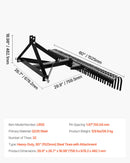 VEVOR Râteau Déchaumeur Tracté 1525 mm Déchaumeur Remorquable Attelage 3 Points, Compatible avec Tracteurs, pour Préparation du Sol, Entretien du Gazon, Aération de Pelouse, 32 Dents en Acier Robuste - image 8