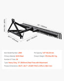 VEVOR Scarificateur Tracté 183 cm Râteau Scarificateur à Remorquer pour Tracteurs Attelage 3 Points Catégorie 1, Jardin, Ferme, Entretien de Pelouse, Enlever Herbe Morte Gazon, avec 36 Dents en Acier - image 8